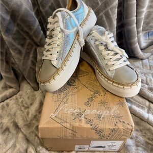 Free People Metallic Silver Sneakers